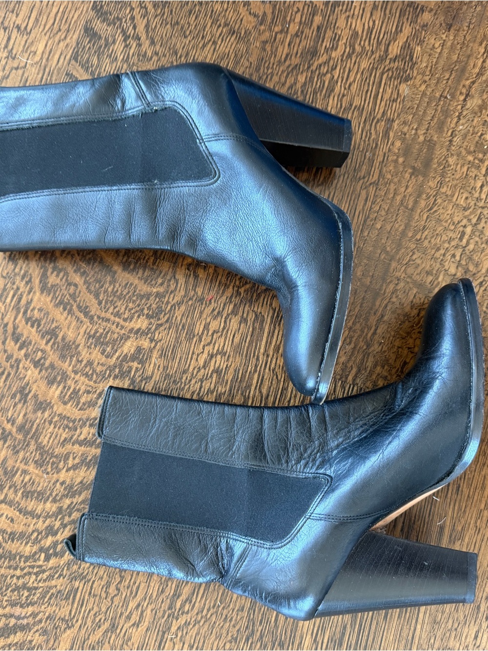 Michael Kors Black Leather Ankle Booties with Block Heel